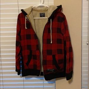 Abercrombie Plaid hoodie jacket with fleece lining